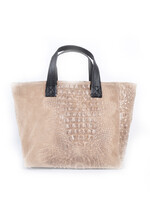 Suede handtas Kroko Helena Taupe