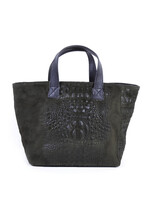 Suede handtas Kroko Helena Olijfgroen