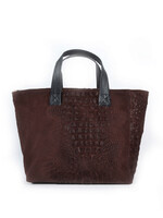 Suede handtas Kroko Helena Koffie