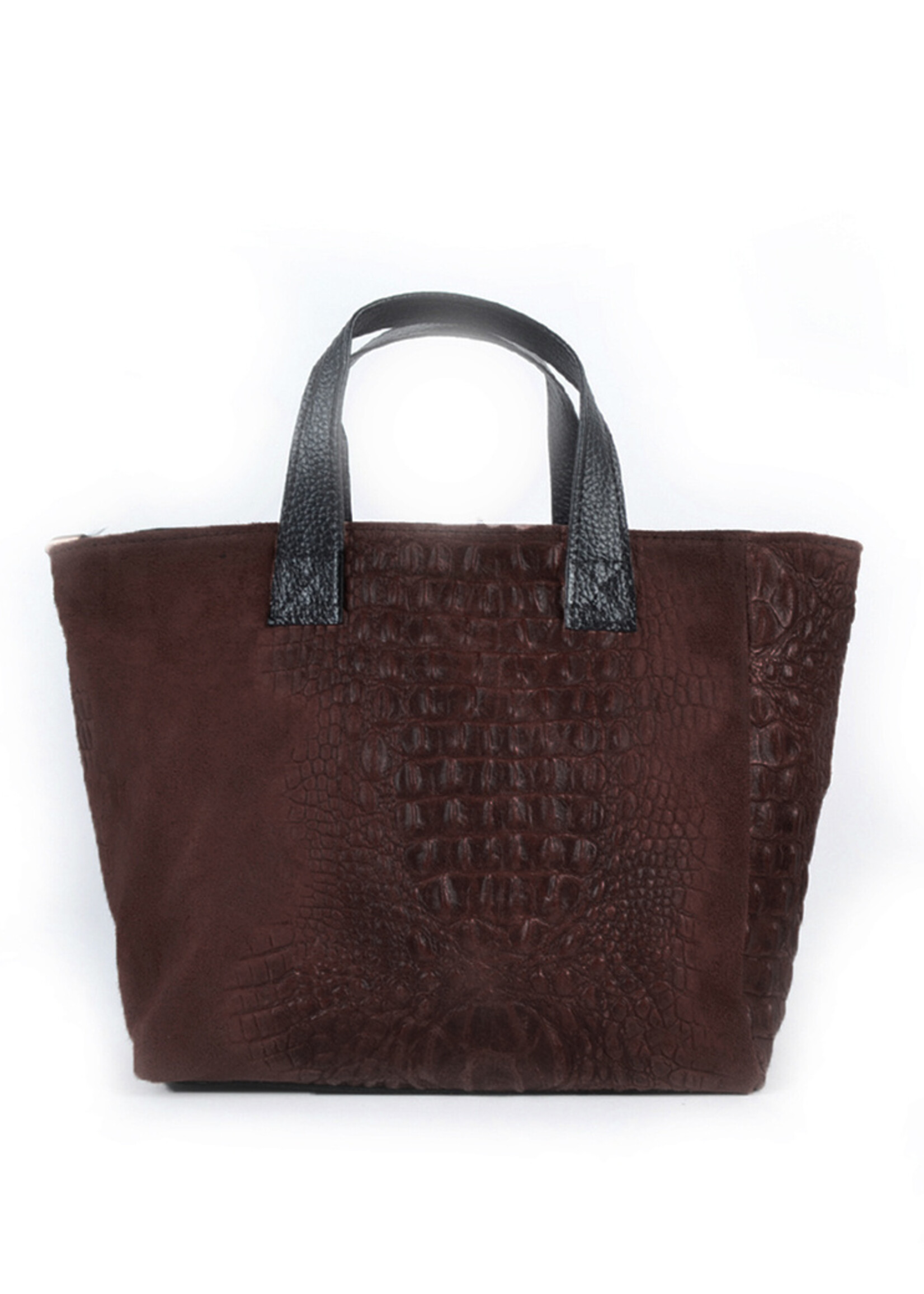 Suede handtas Kroko Wilhelmina KoffieSuede handtas Kroko Helena Koffie