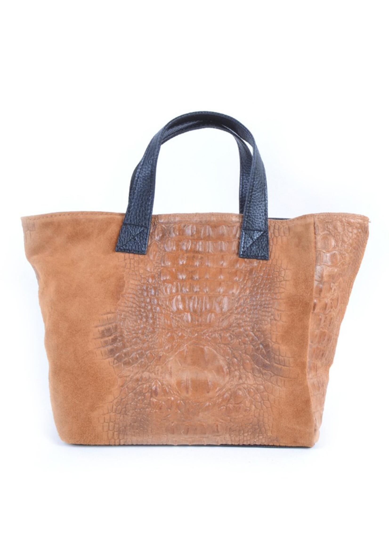 Suede handtas Kroko Helena Camel
