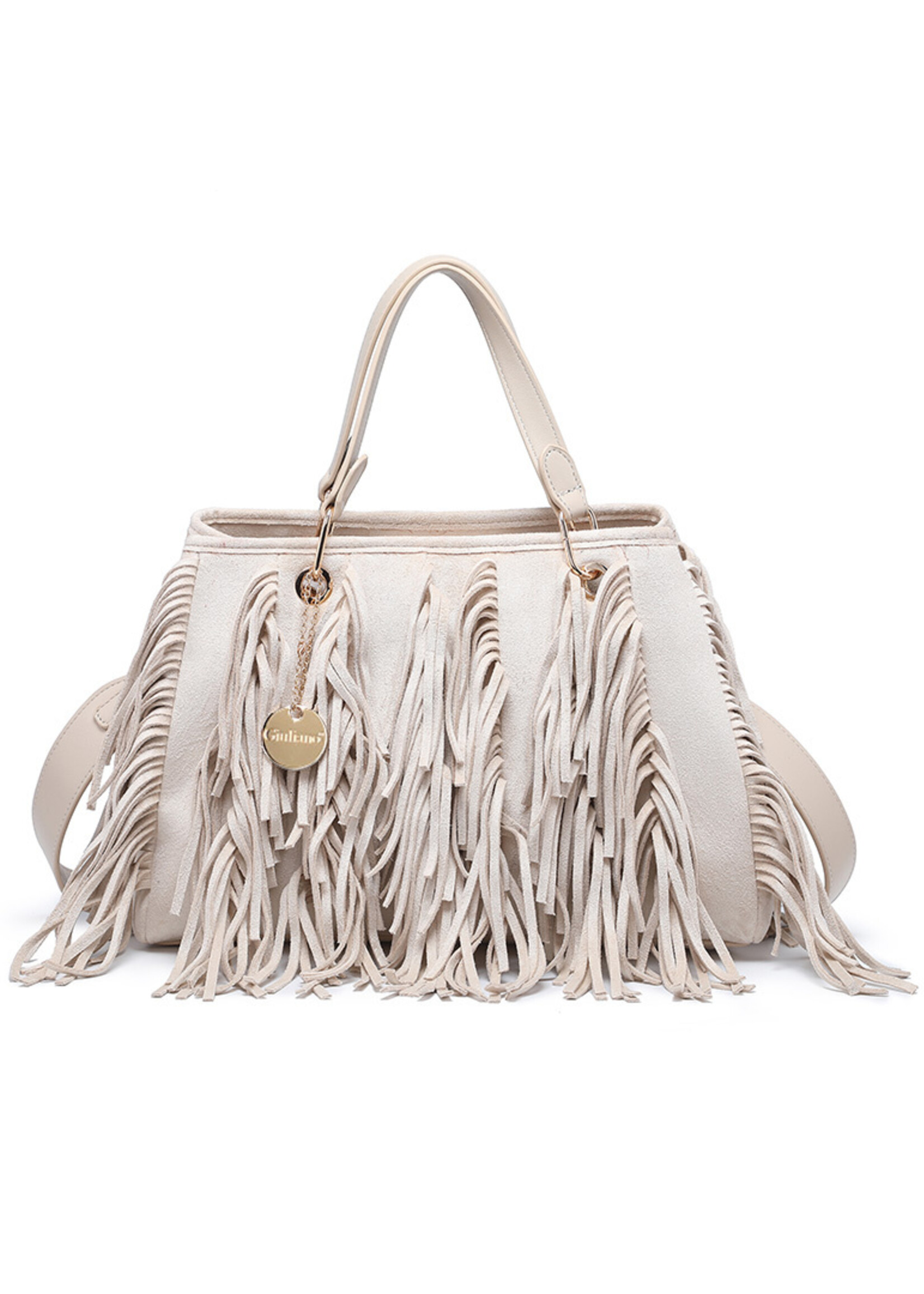 Kunst suede handtas | Aleida| Zwart | Beige | Olijfgroen