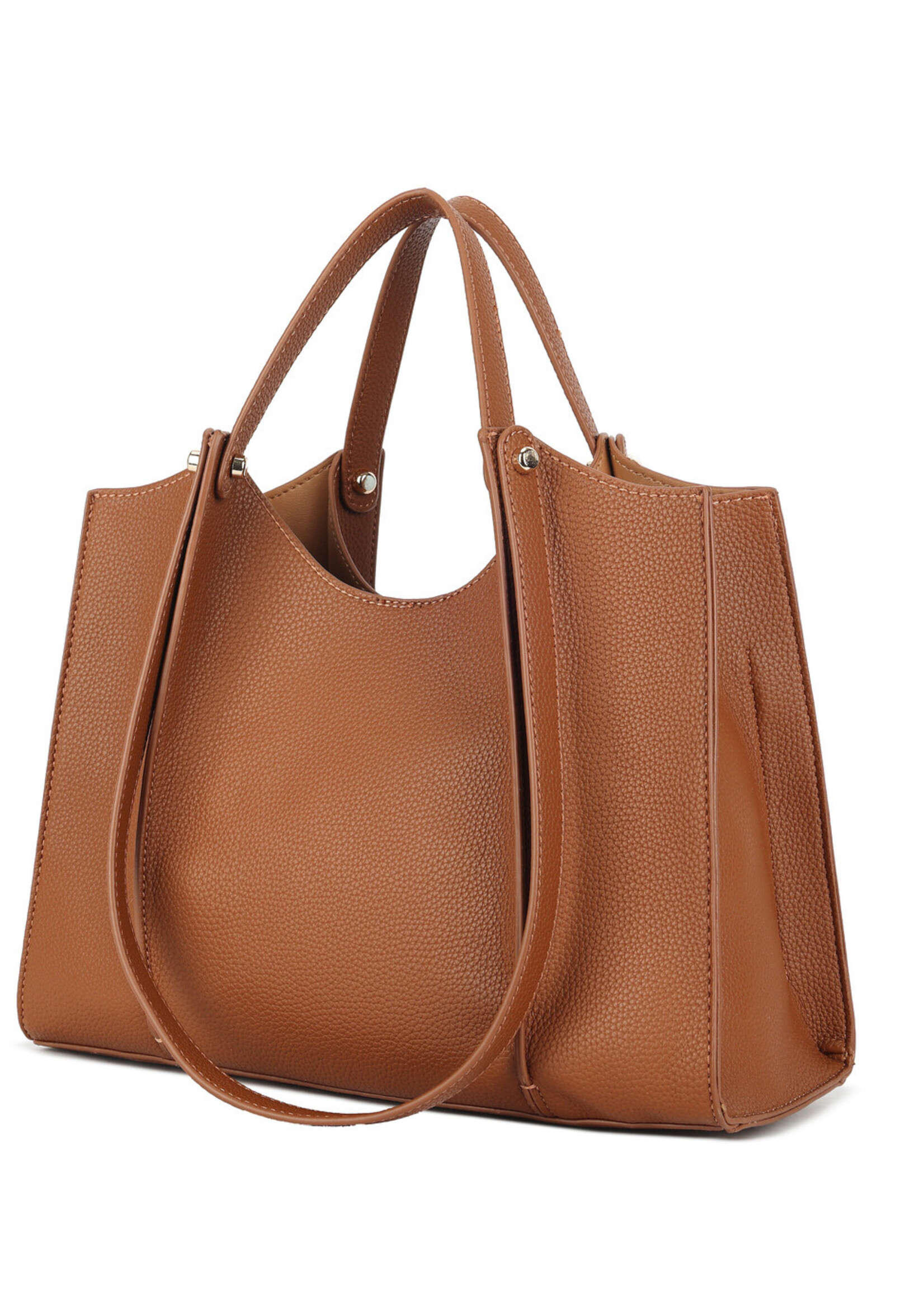 Kunstlederen handtas | Marijke | Beige | Zwart | Bruin