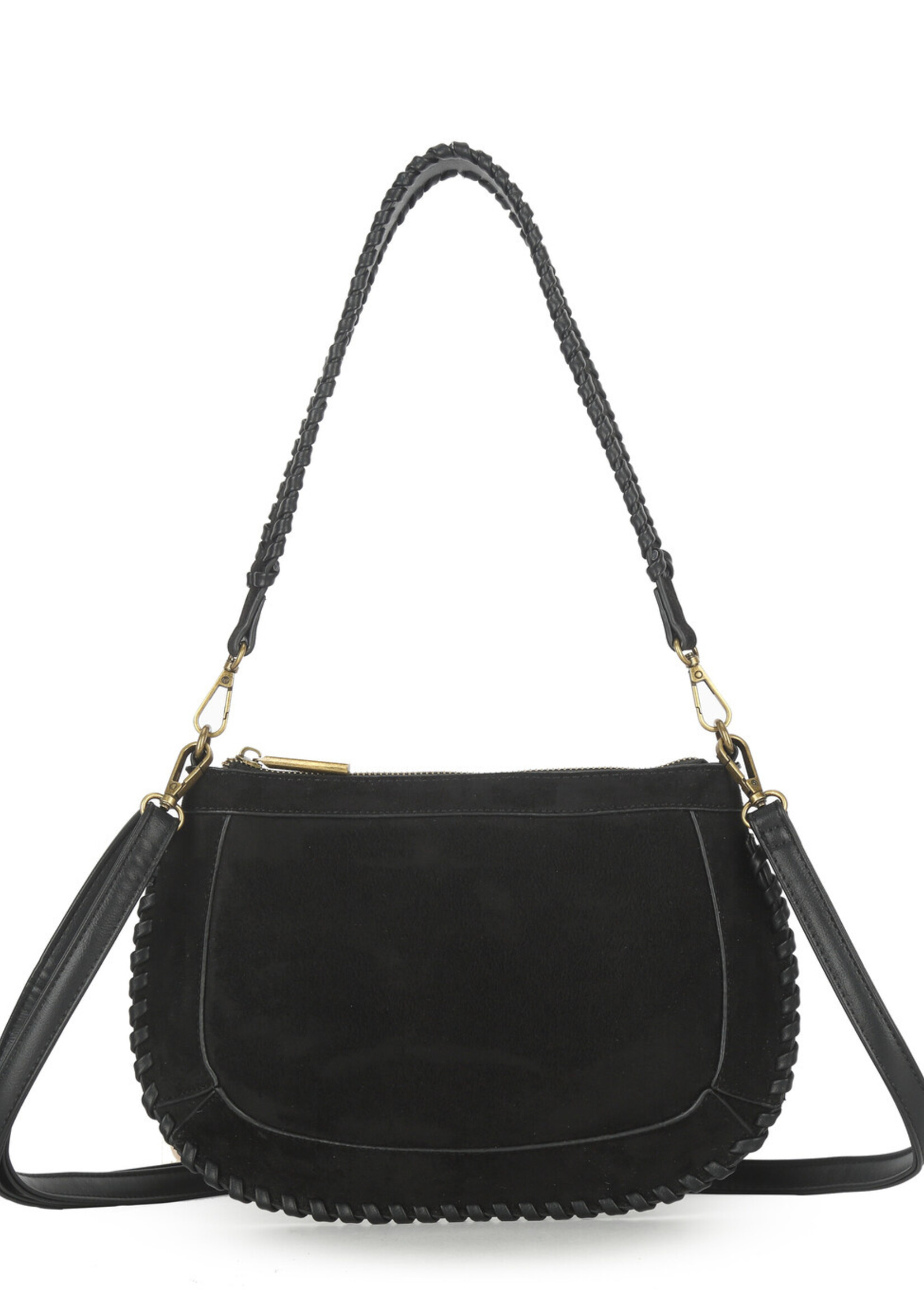 Kunstlederen schoudertas | Mandy | Zwart | Beige