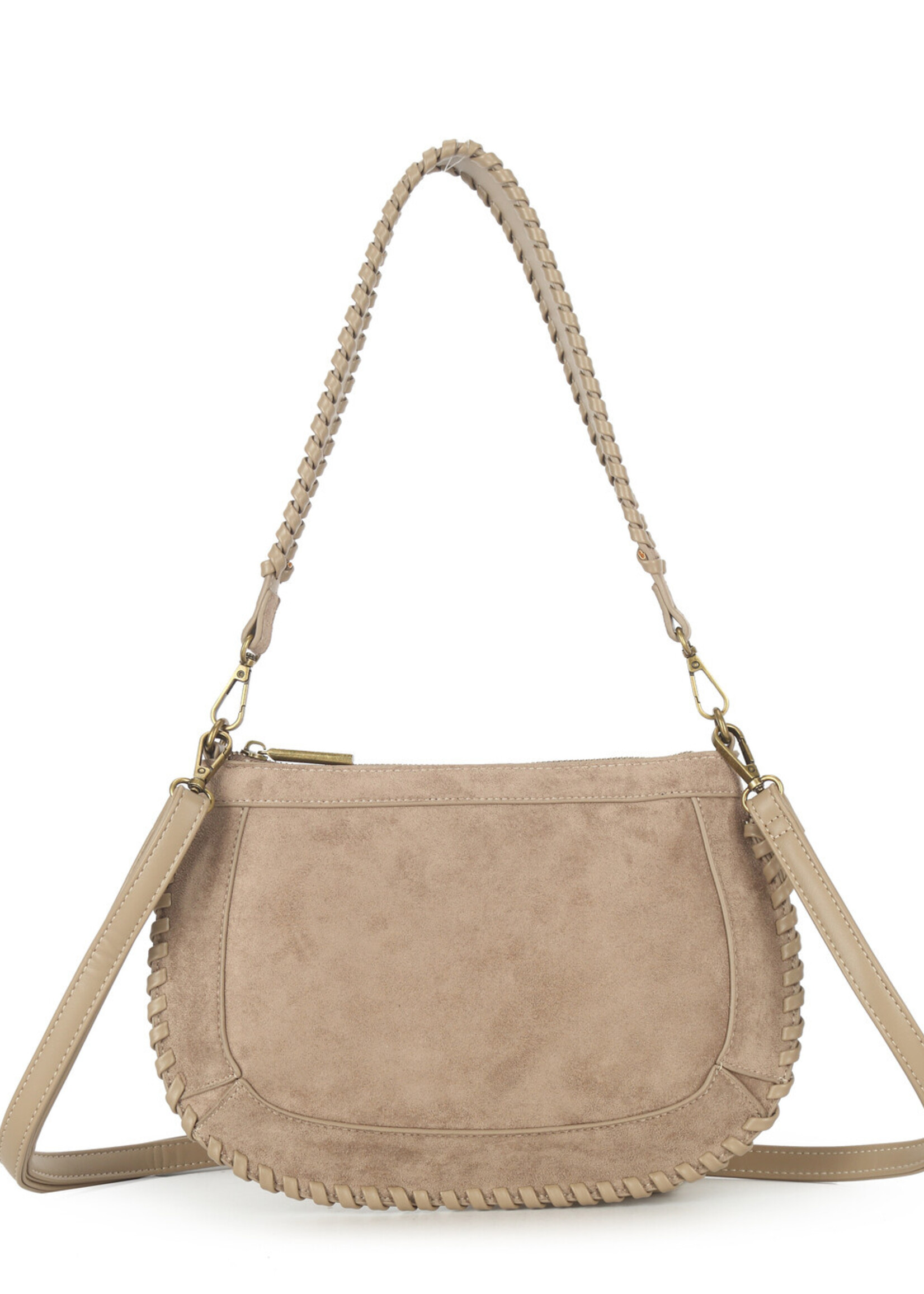 Kunstlederen schoudertas | Mandy | Zwart | Beige