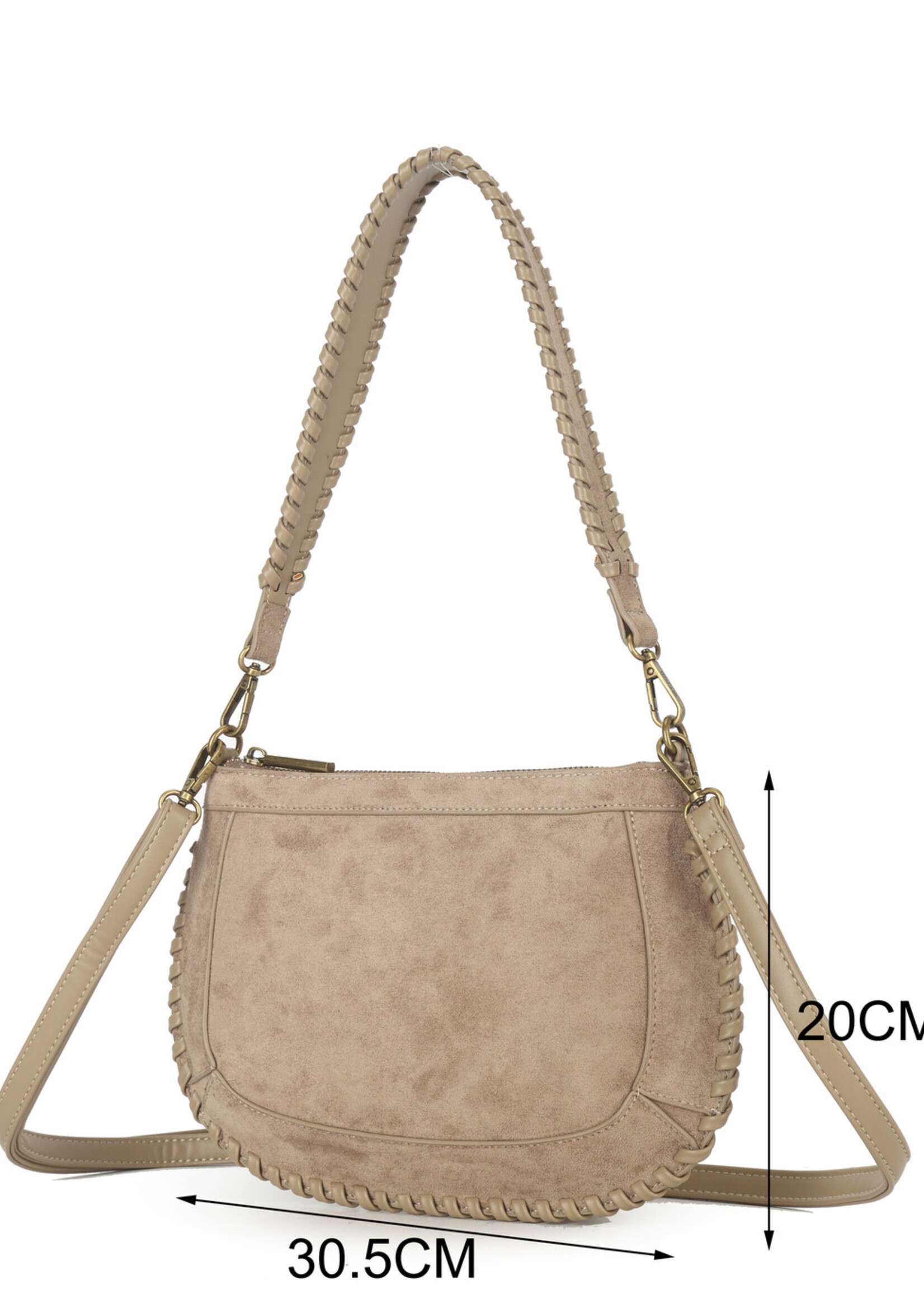 Kunstlederen schoudertas | Mandy | Zwart | Beige