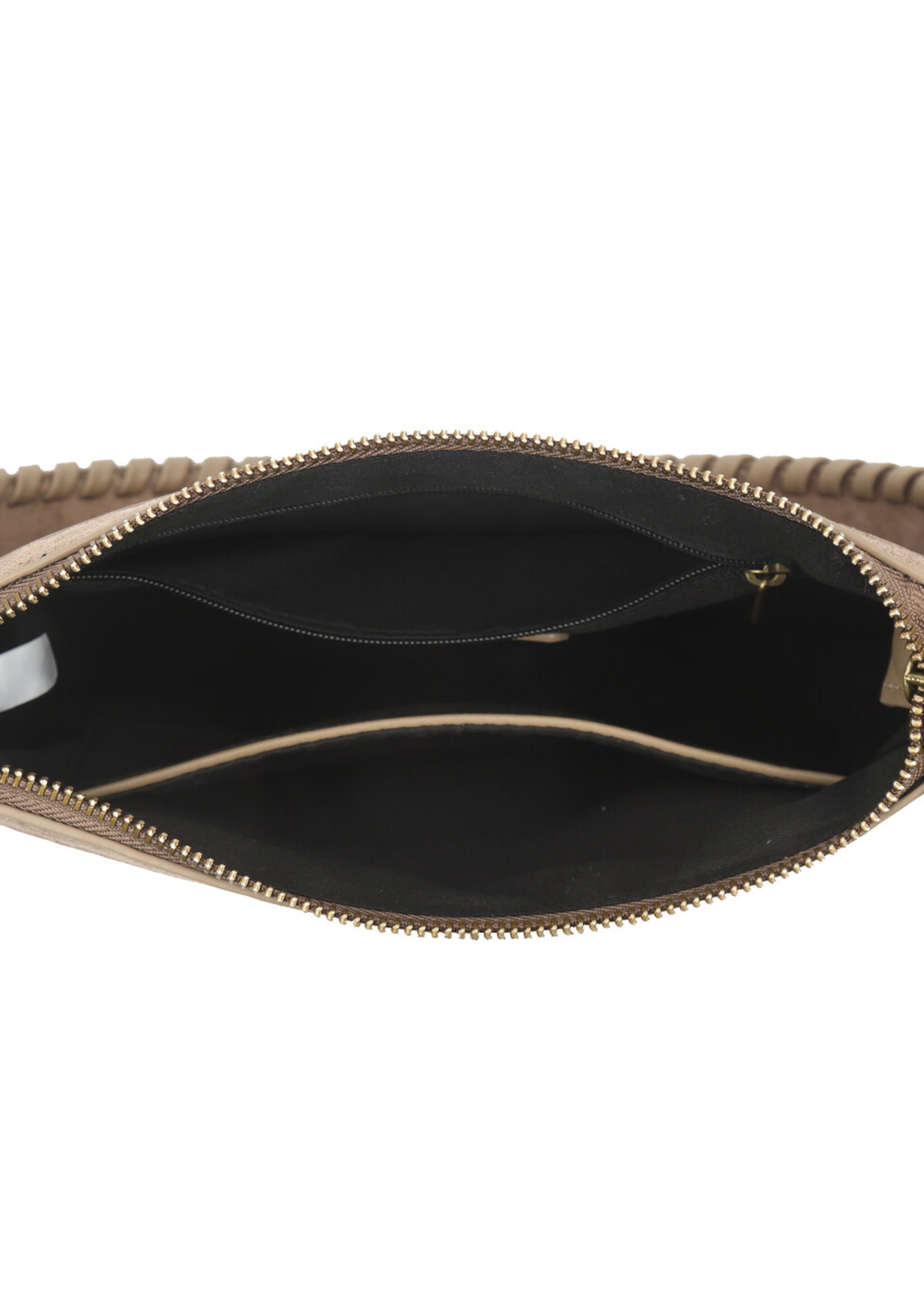 Kunstlederen schoudertas | Mandy | Zwart | Beige