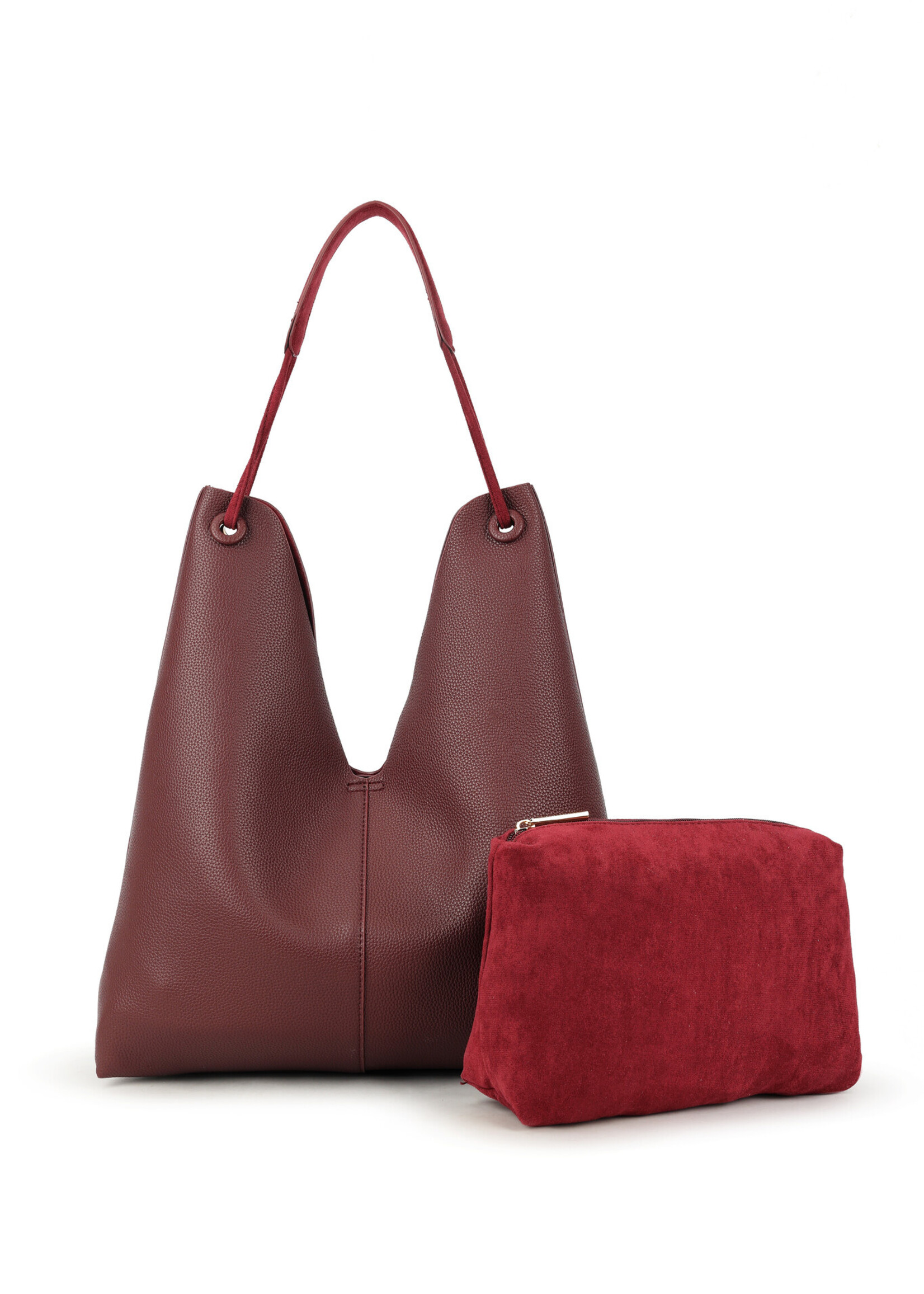 Kunstlederen schoudertas | Chantal | Zwart | Taupe | Bordeaux