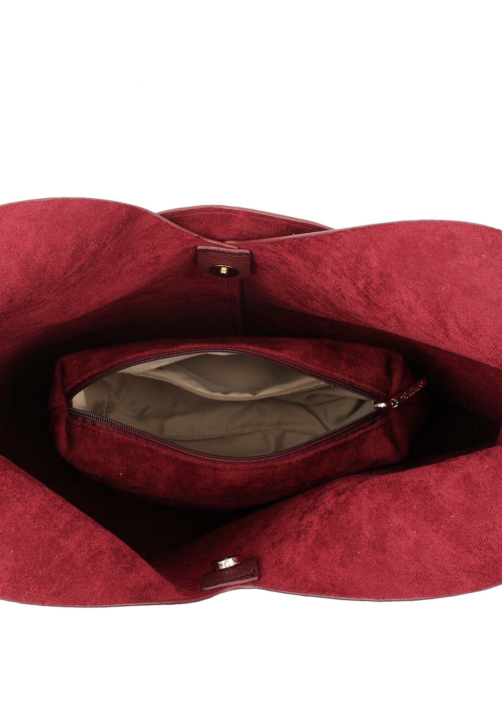 Kunstlederen schoudertas | Chantal | Zwart | Taupe | Bordeaux