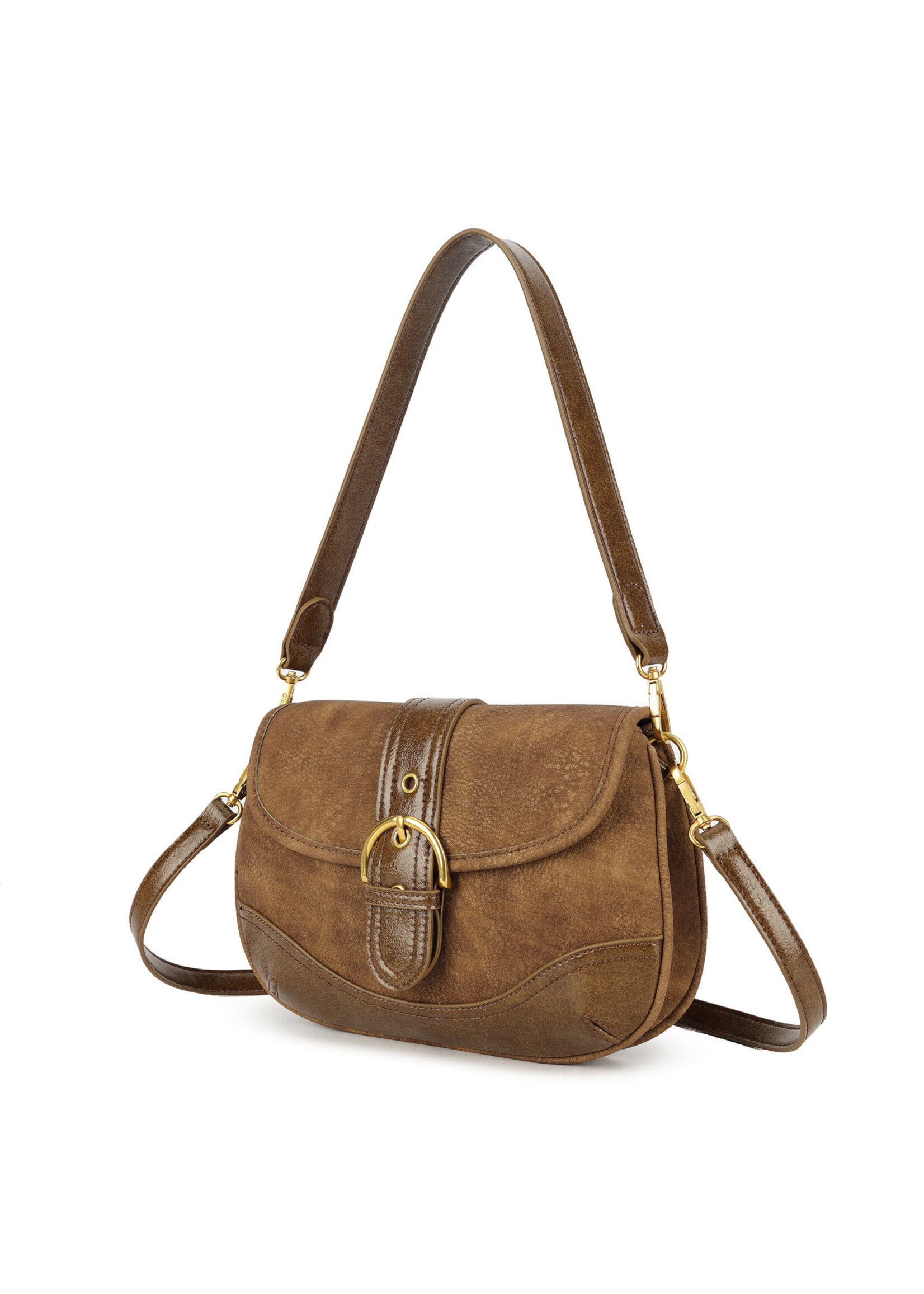 Kunstlederen schoudertas | Jomalyn | Zwart | Taupe | Bruin