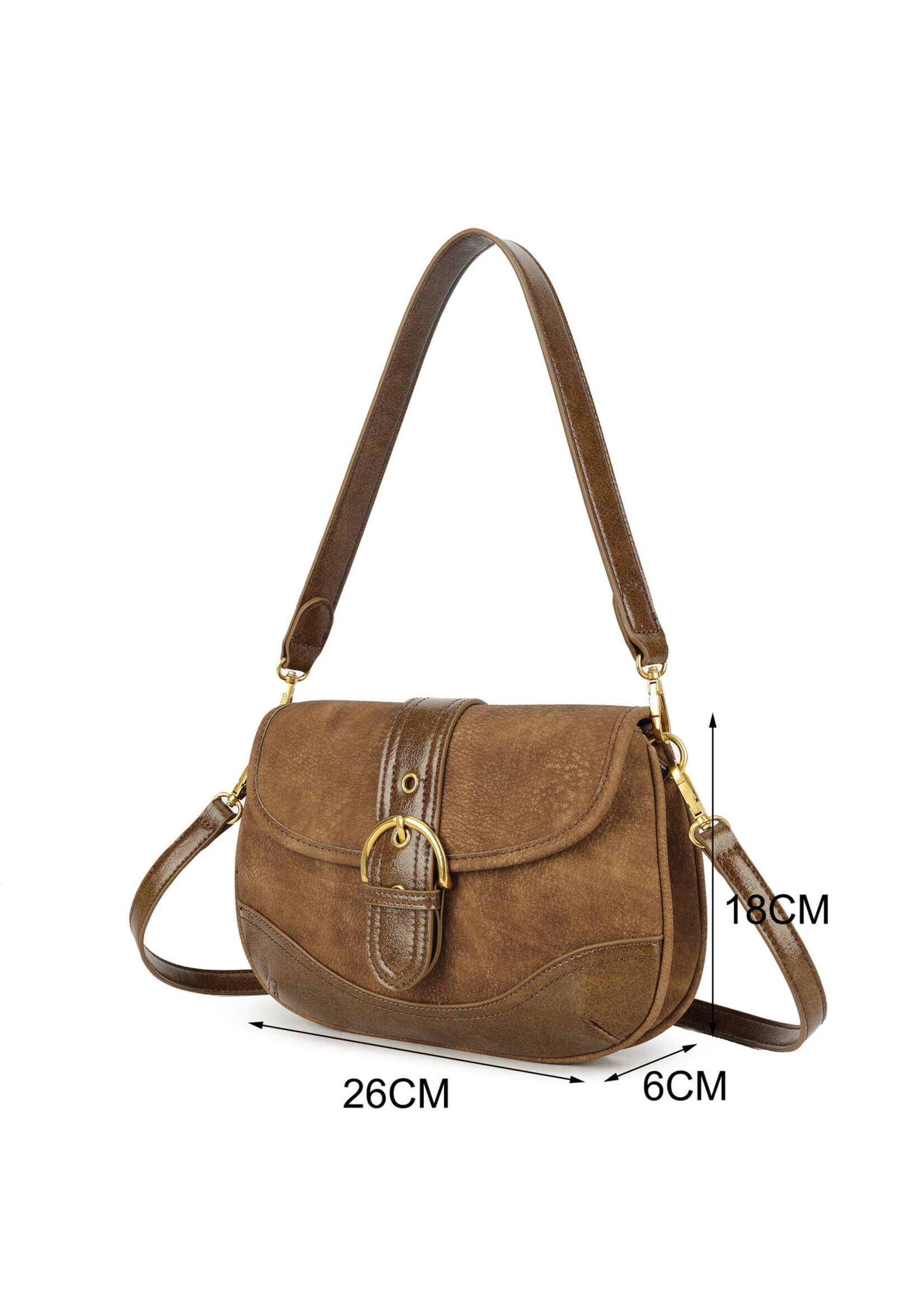 Kunstlederen schoudertas | Jomalyn | Zwart | Taupe | Bruin