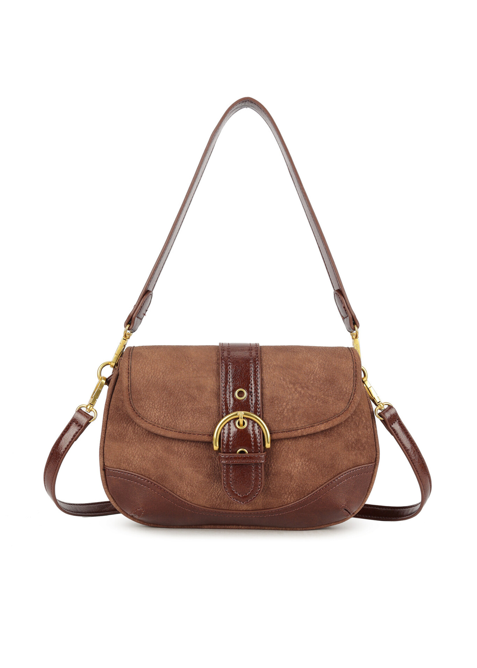 Kunstlederen schoudertas | Jomalyn | Zwart | Taupe | Bruin