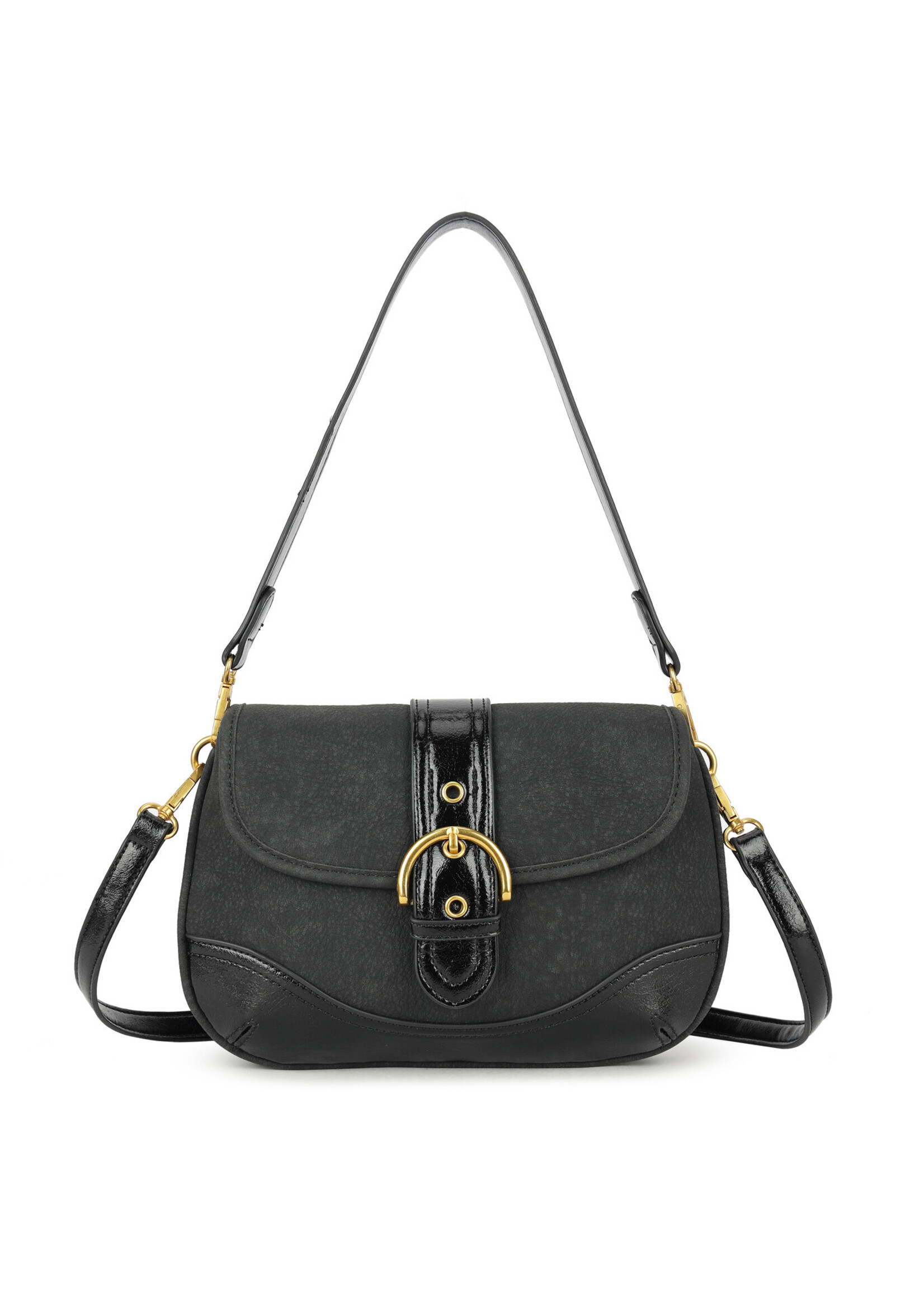 Kunstlederen schoudertas | Jomalyn | Zwart | Taupe | Bruin