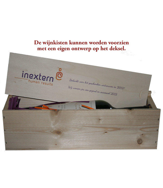 Houten wijnkist met schuifdeksel voor 1 fles