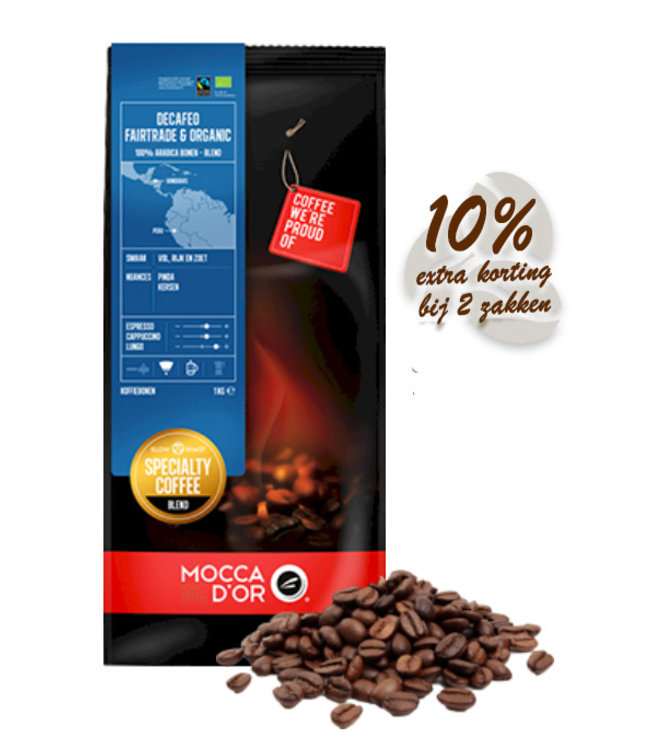 Mocca d'Or Decafeo Fairtrade & Organic Arabica Bonen  1KG