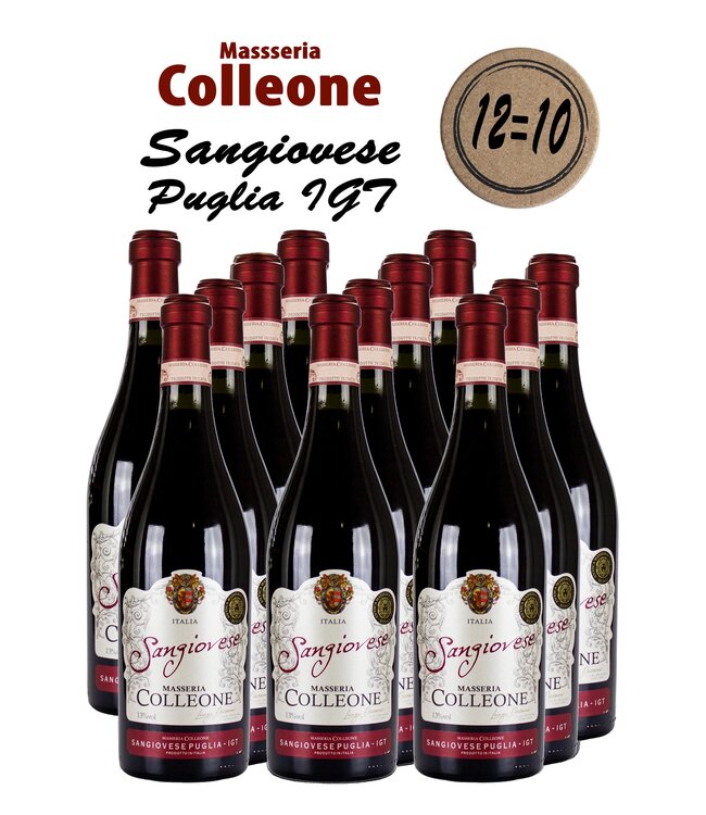 Masseria Colleone Sangiovese (12 halen, 10 betalen)