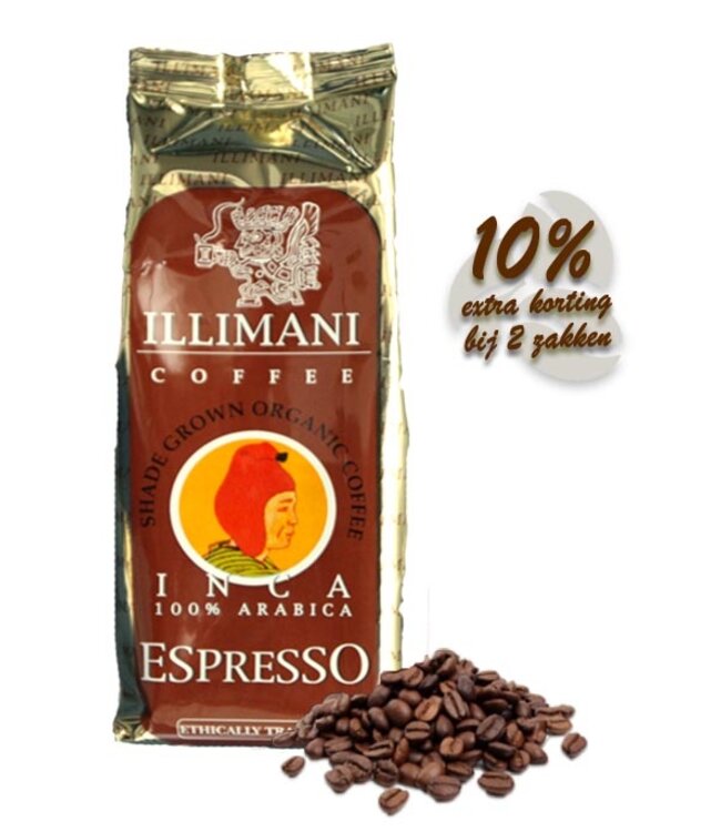 Inca Espresso Koffiebonen 100% Arabica 1KG duurzaam geteeld