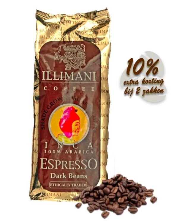 Inca Espresso Dark Koffiebonen 100% Arabica 1KG duurzaam geteeld