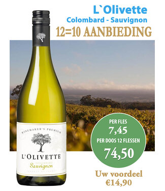 XR Xavier Roger - Languedoc Frankrijk L' Olivette Sauvignon Blanc - Colombard (12 halen, 10 betalen)