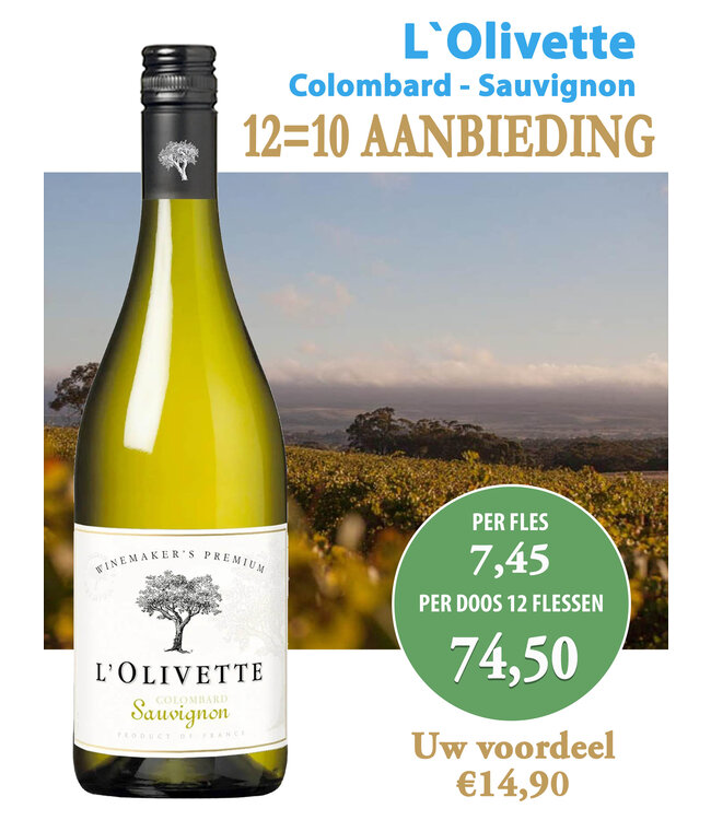 XR Xavier Roger - Languedoc Frankrijk L' Olivette Sauvignon Blanc - Colombard (12 halen, 10 betalen)