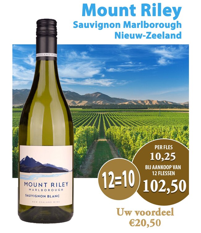 Mount Riley Sauvignon Blanc Marlborough (12 halen, 10 betalen)