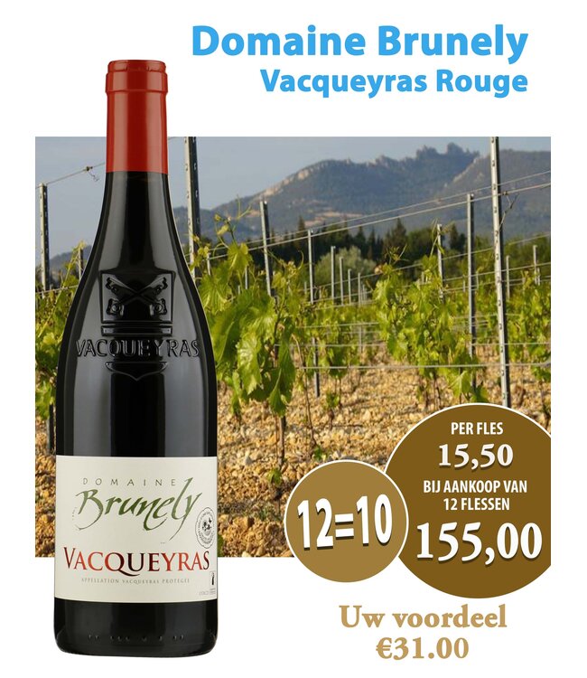 Domaine Brunely Vacqueyras Rouge (12 halen, 10 betalen)