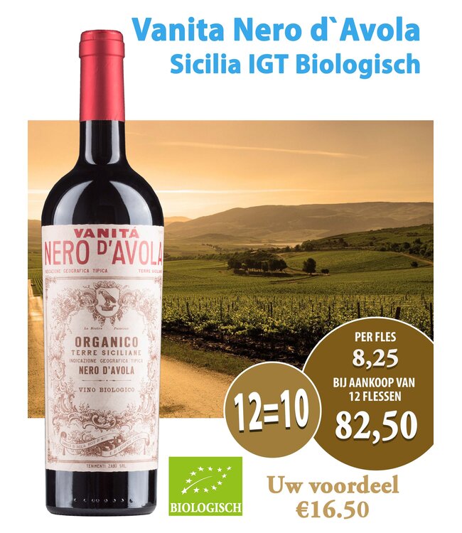 Vanita Nero D Avola Sicilia IGT biologisch (12 halen, 10 betalen)