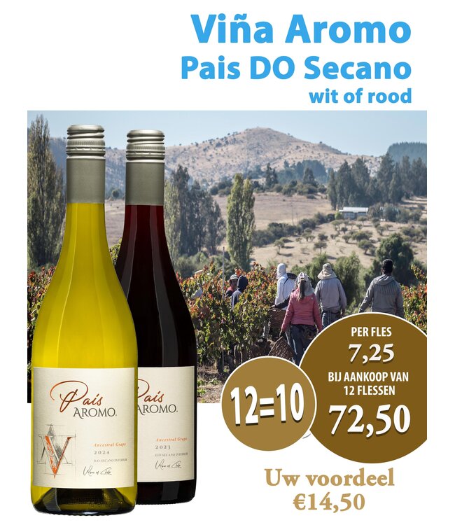 Aromo Pais Witte Wijn DO Secano (12 halen, 10 betalen)