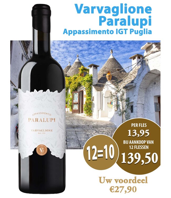 Varvaglione Paralupi Appassimento (12 halen, 10 betalen)
