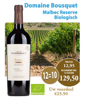 Domaine Bousquet - Mendoza Argentinie Domaine Bousquet Malbec Reserve (12 halen, 10 betalen)