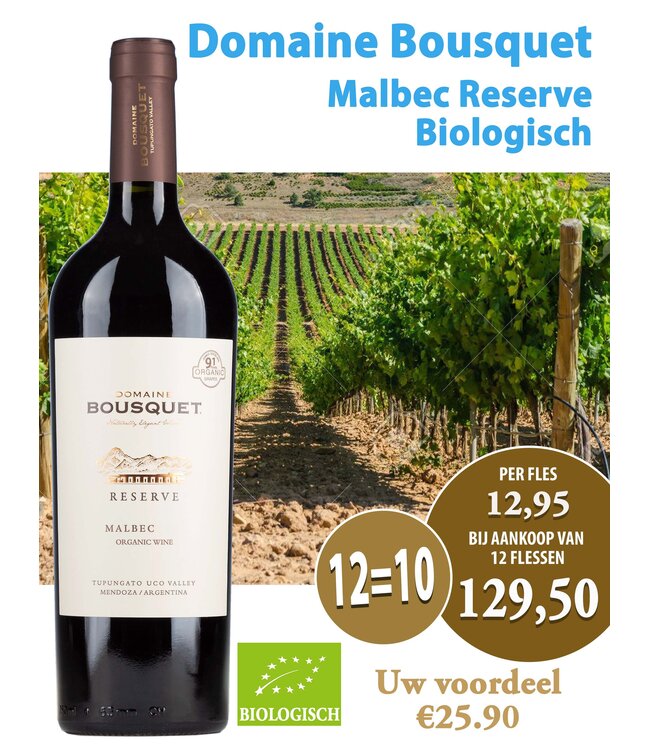 Domaine Bousquet Malbec Reserve (12 halen, 10 betalen)
