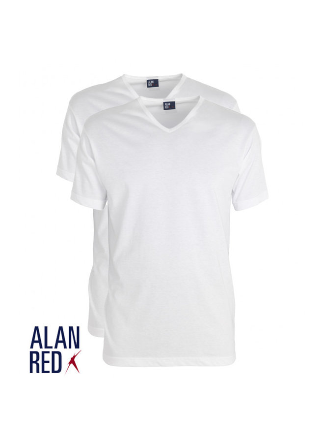 T-shirt 2 pack Alan Red Vermont v-hals X-long wit