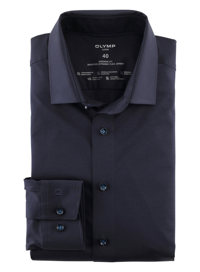 Olymp 24/7 Dynamic jersey overhemd Modern fit navy