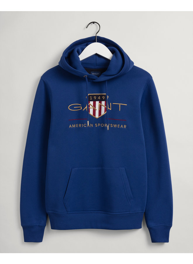 Sweater hooded Gant archive shield kobalt