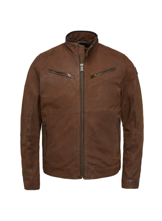 Vanguard leren jas kort cognac