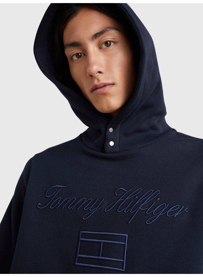 Tommy Hilfiger mixed type fleece hoodie navy