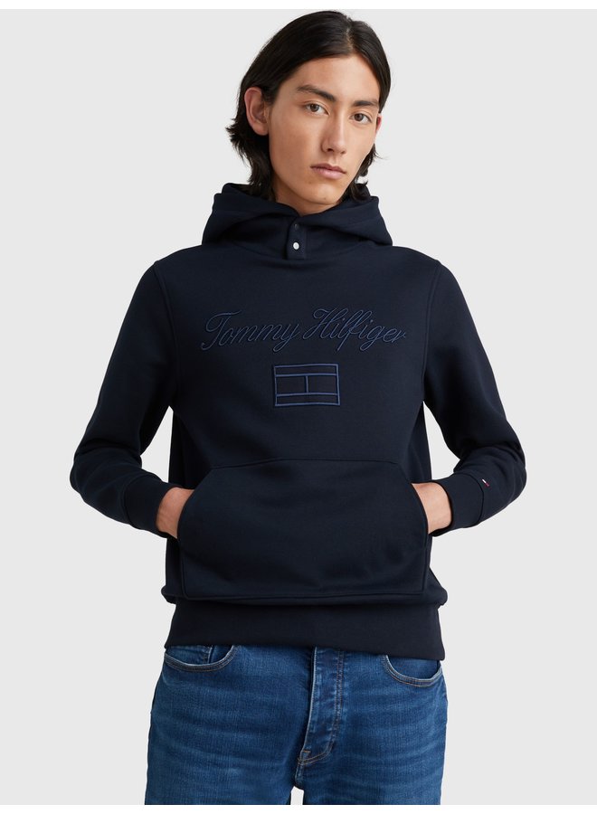 Tommy Hilfiger mixed type fleece hoodie navy