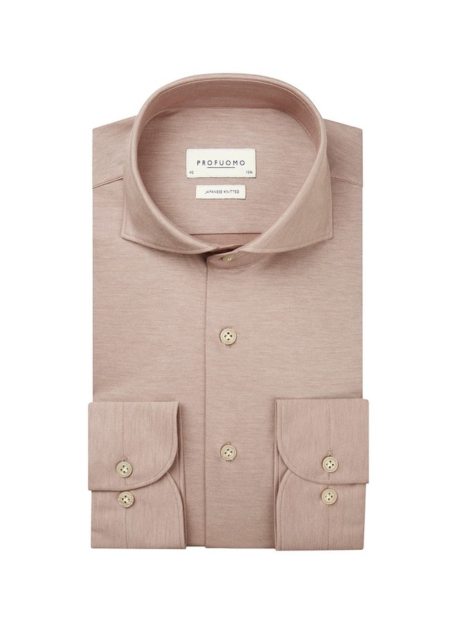 Profuomo overhemd Japanese knitted shirt roze