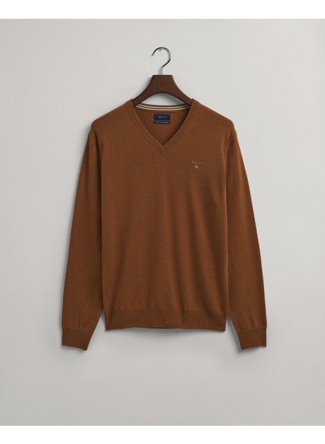 Gant pullover v-hals lamswol bruin