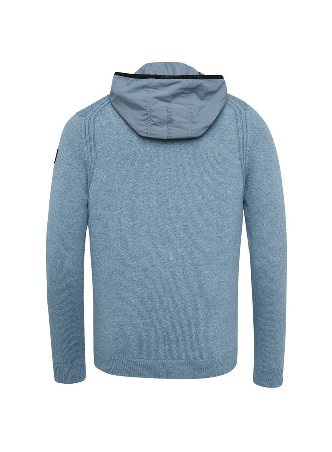 Vanguard pullover met rits en hoodie blauw