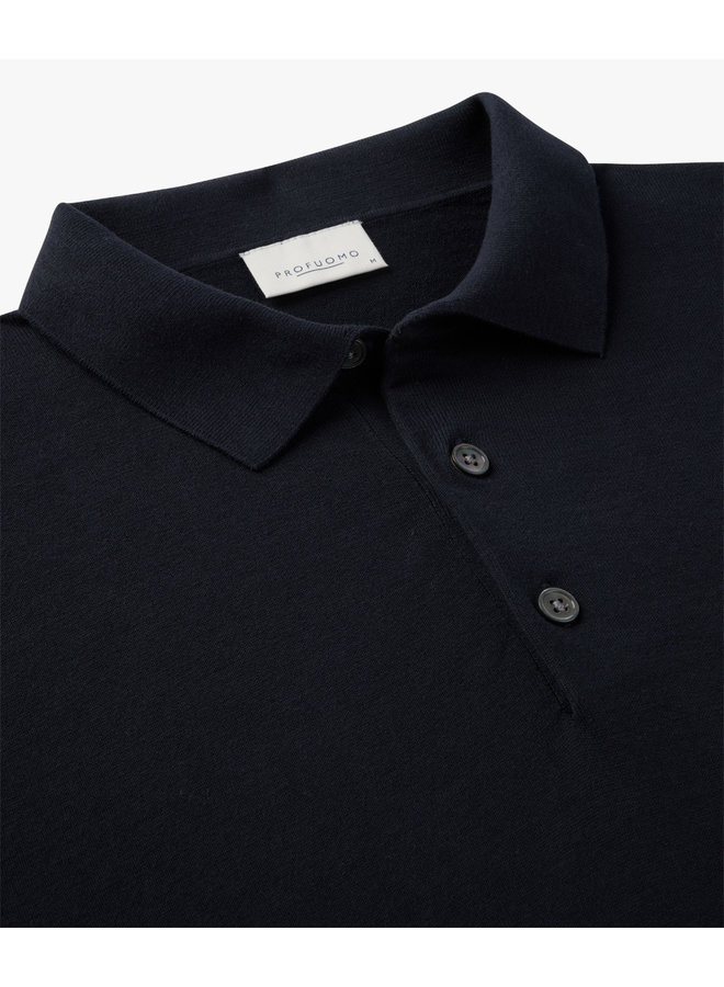 Profuomo polo pullover lange mouw donker blauw
