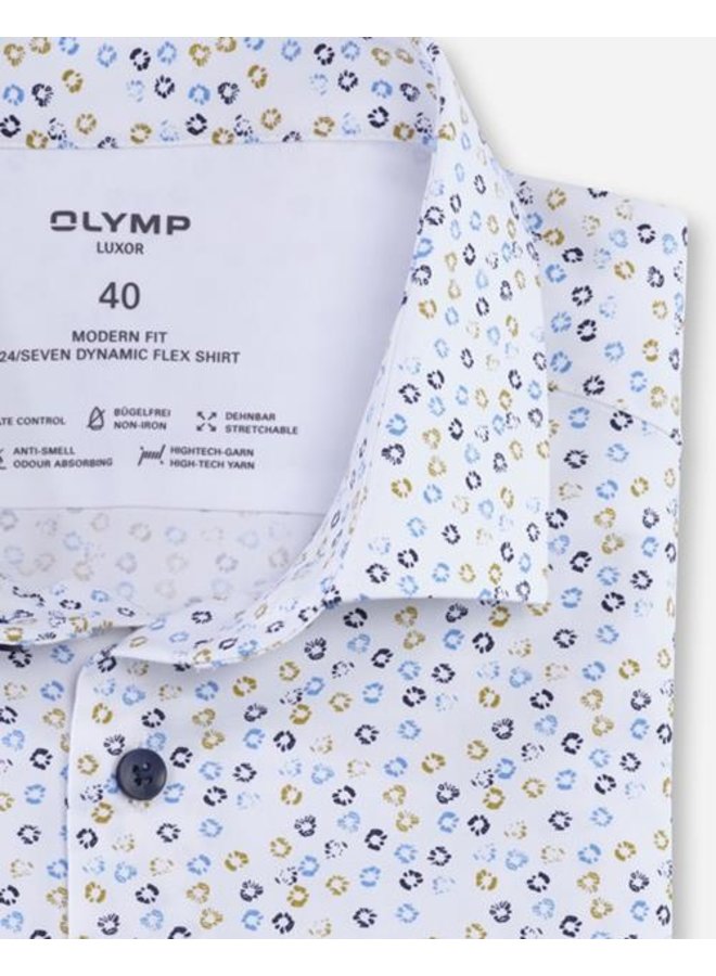 Olymp overhemd korte mouw 24/7 flex jersey wit