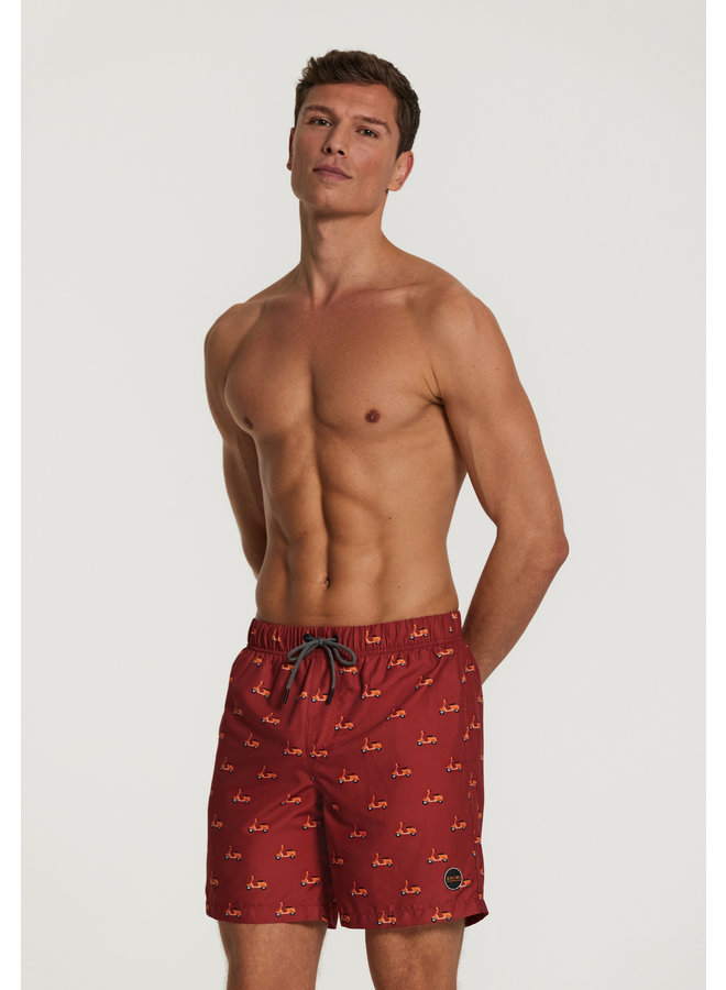 Shiwi zwemshort heren vespa print rood