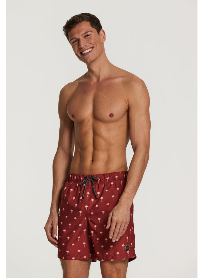 Zwemshort heren palmboom print rood