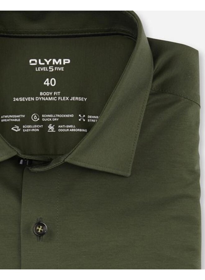 Olymp overhemd 24/seven jersey bodyfit groen