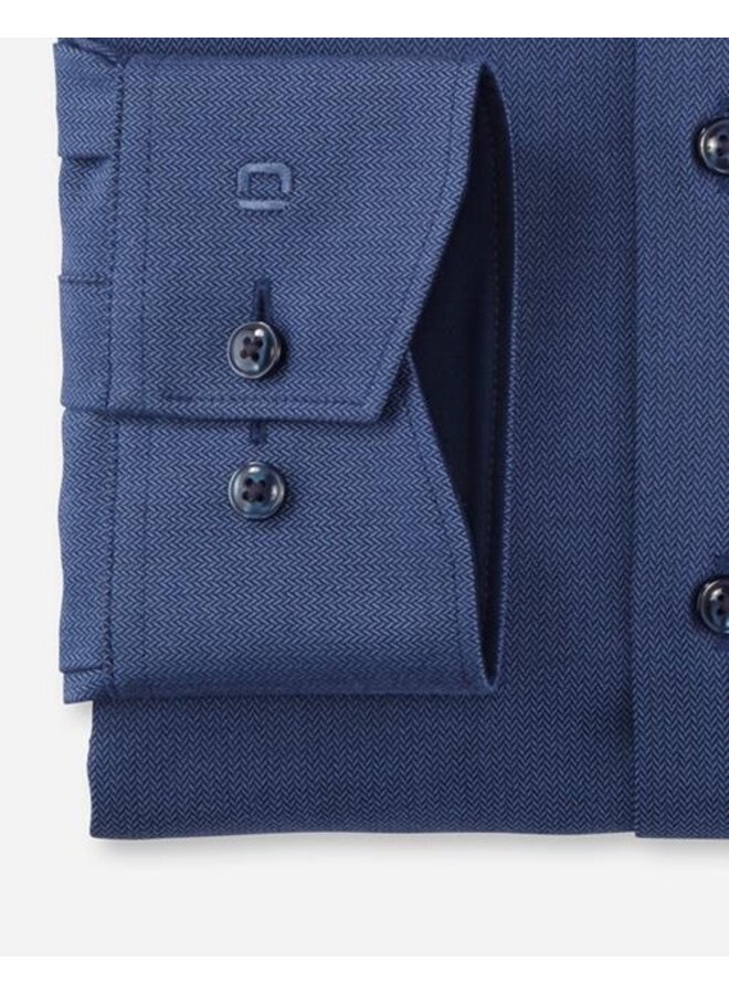 Olymp overhemd 24/seven flex shirt modernfit visgraad blauw