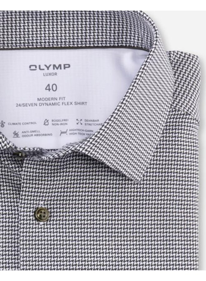 Olymp overhemd 24/seven flex shirt modernfit structure groen