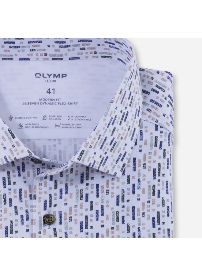 Olymp overhemd 24/seven flex shirt modern fit print