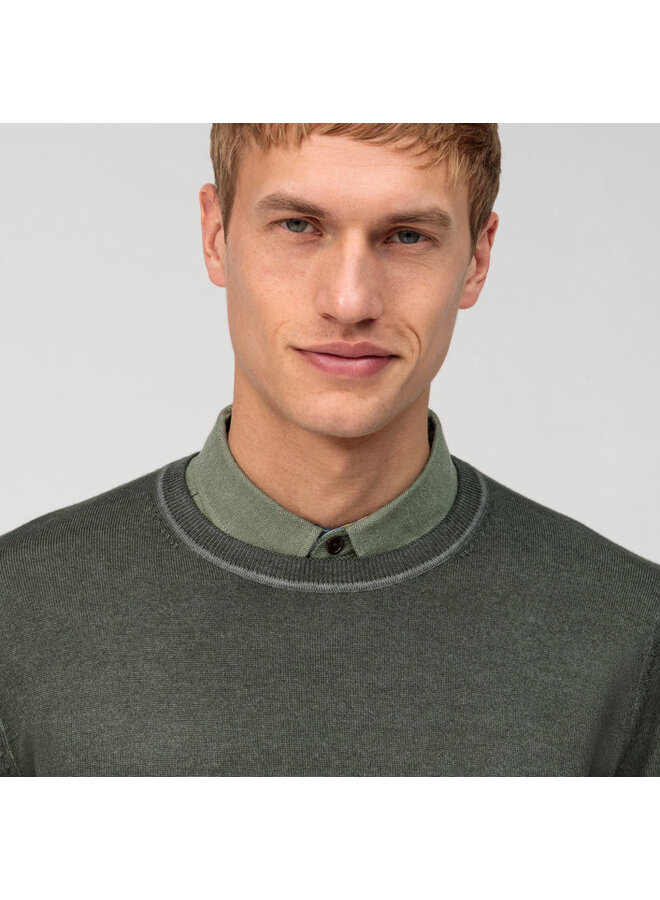 Olymp pullover ronde hals merino groen