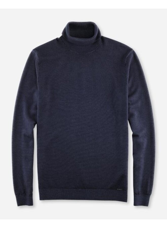 Pullover met col merino wol blauw